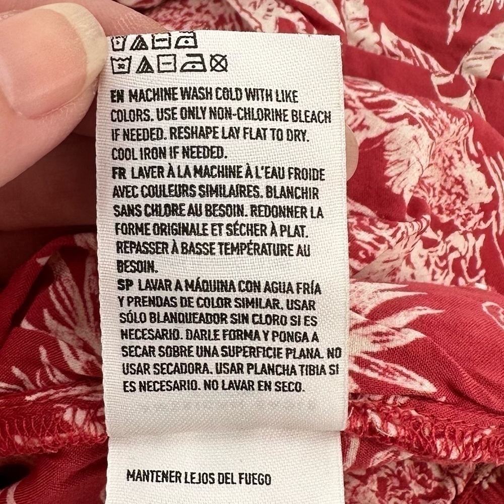 American Eagle Button Down Women’s Tie Front Tropical Print Viscose Top Size L - Picture 9 of 14